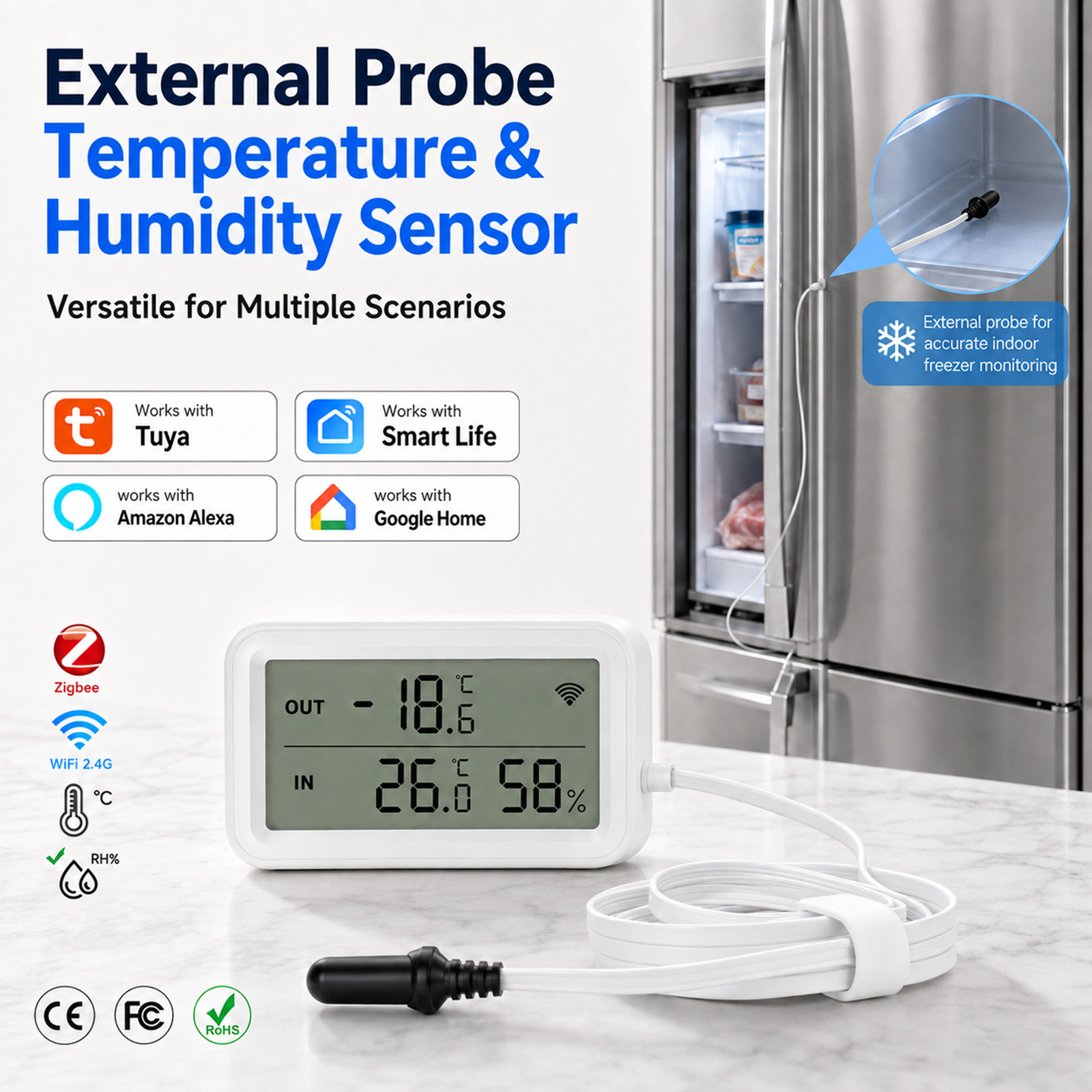 Wifi Thermostat - 외부 방수 프로브 온도 습도 센서
