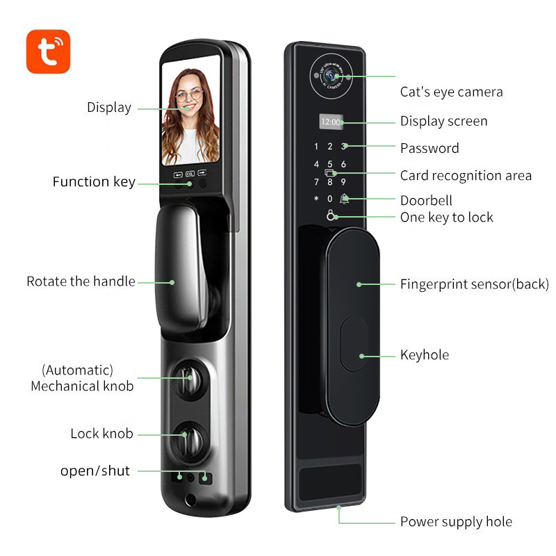 자동 TUYA 와이파이 캣아이 캡처 지문 잠금 장치,  - Smart Door Lock Wifi 리뷰 및 가격
